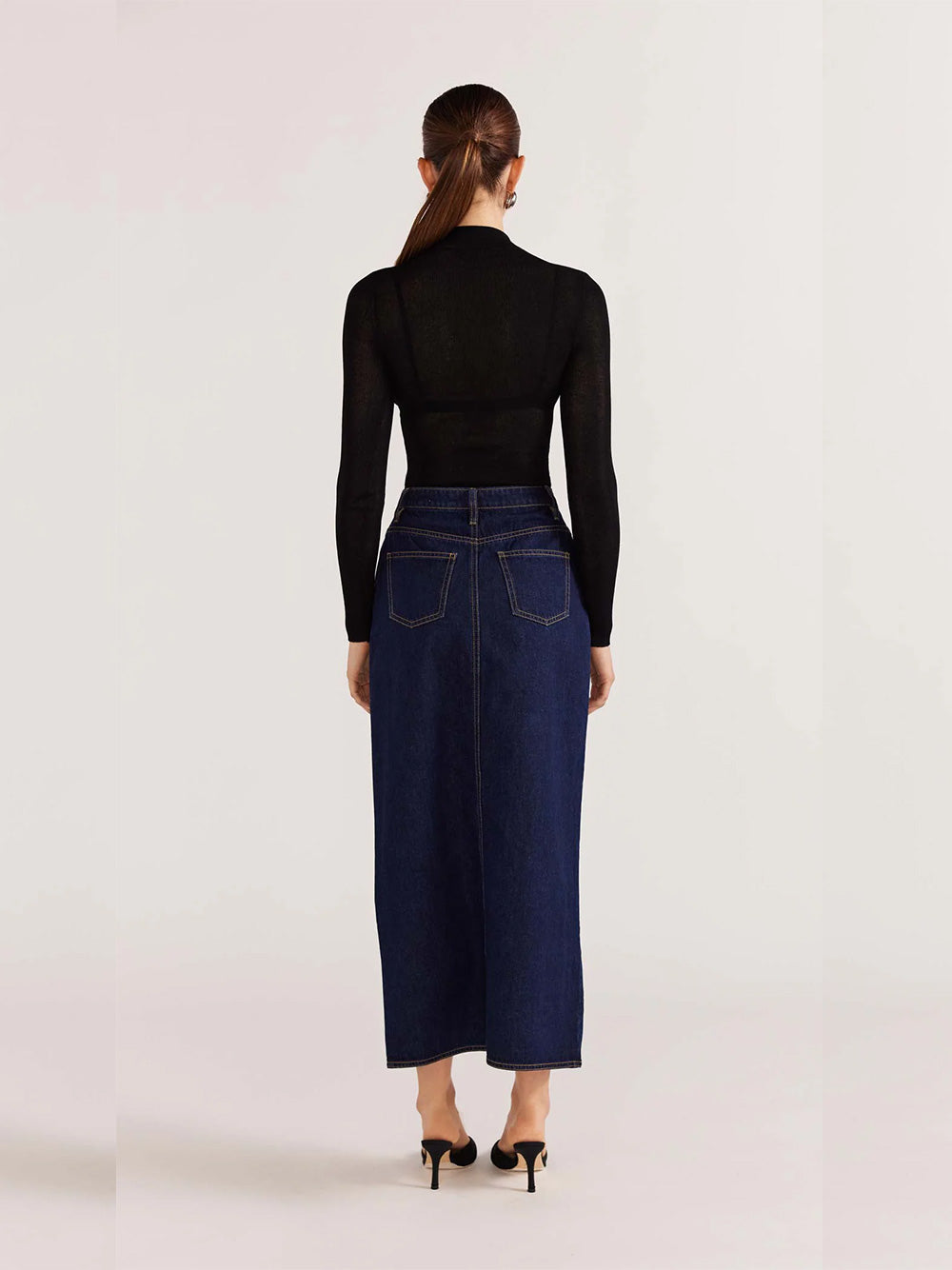 Vara Denim Midi Skirt