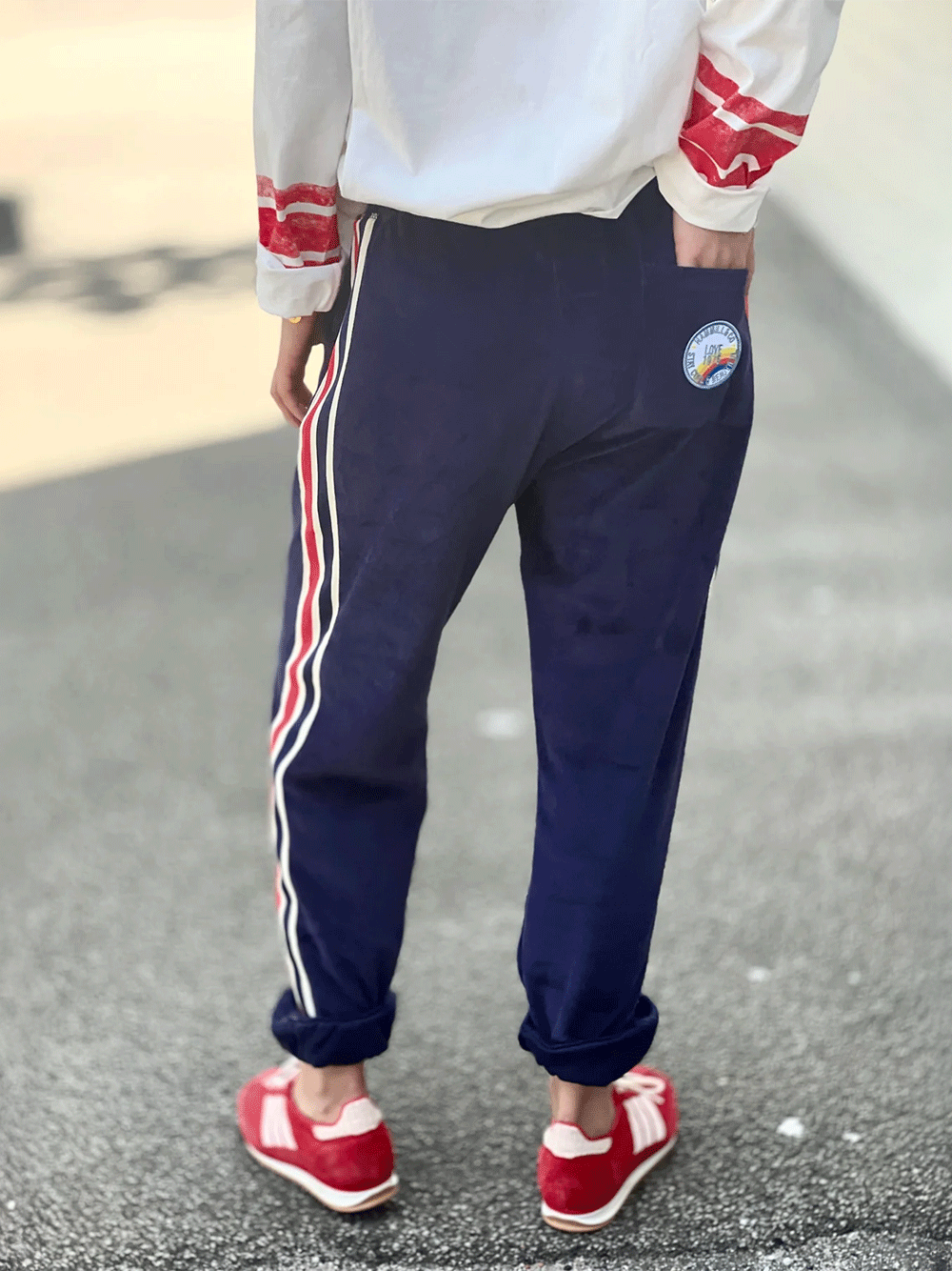 Sporty Velour Trackpant - NAVY