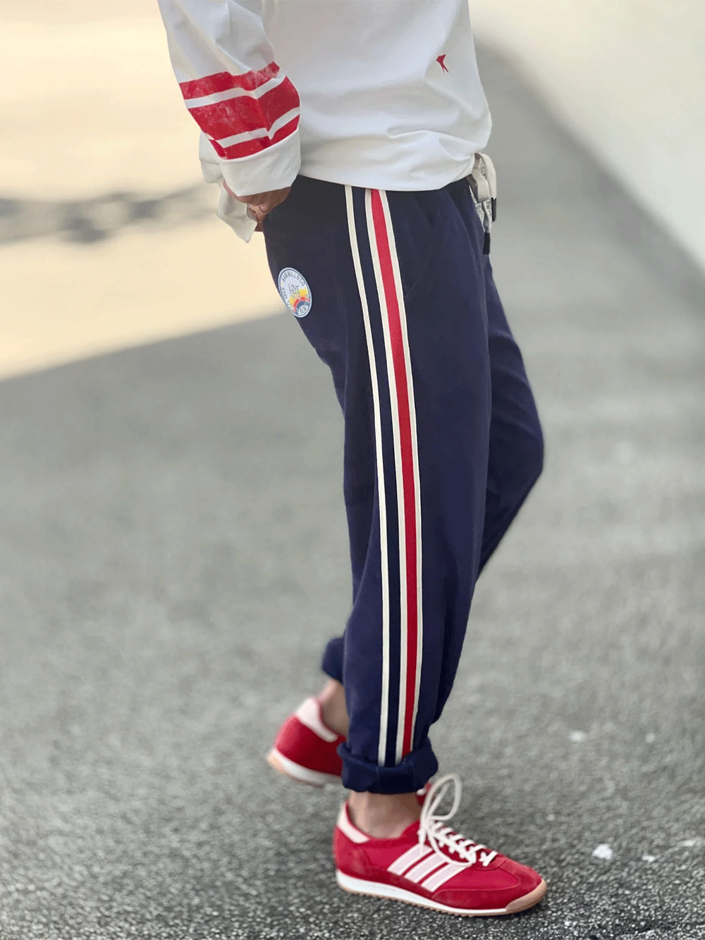 Sporty Velour Trackpant - NAVY