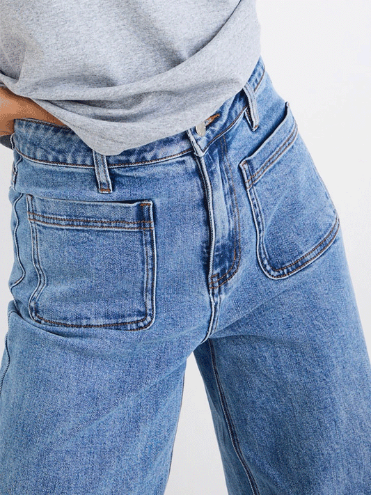 Zoey High Rise Wide Leg Pocket Jeans - SIGNATURE BLUE