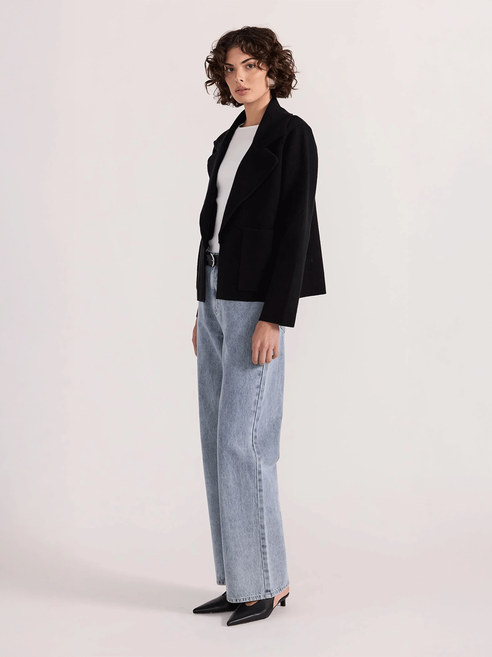 Aiden Crop Coatigan - BLACK