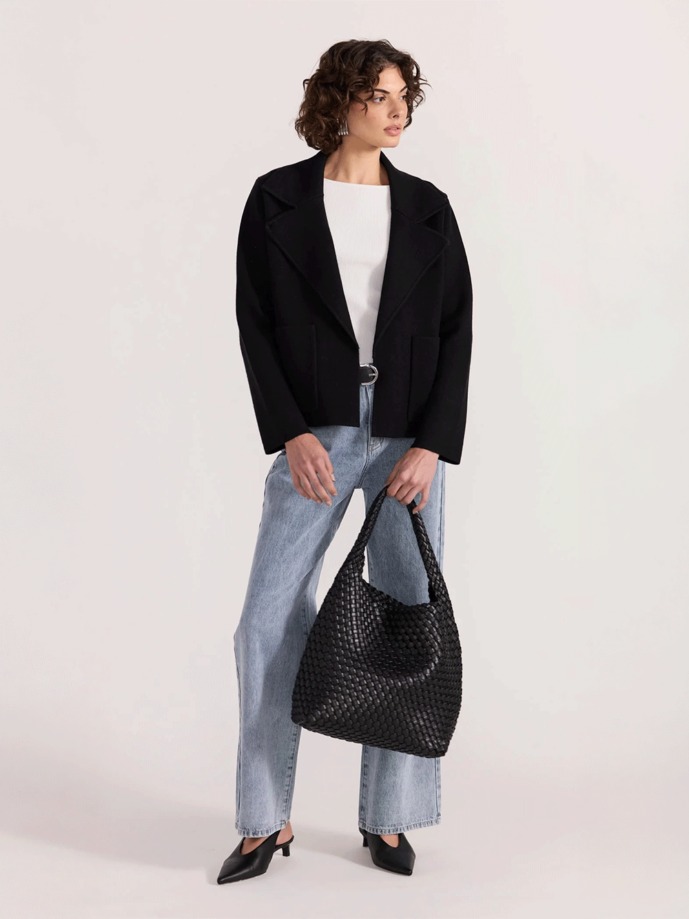 Aiden Crop Coatigan - BLACK