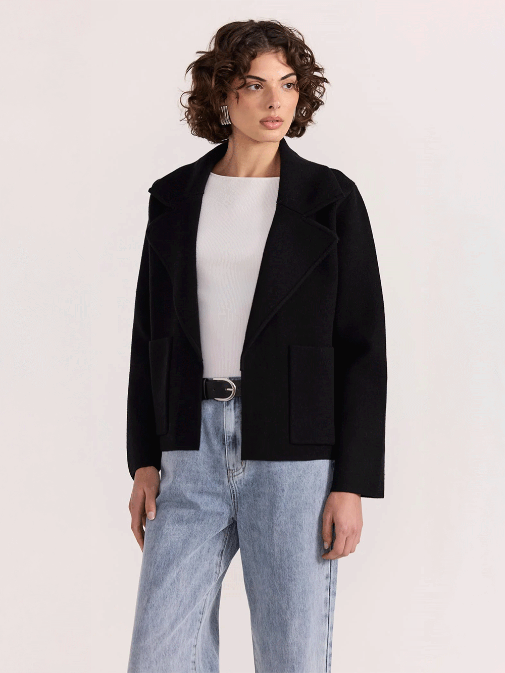 Aiden Crop Coatigan - BLACK