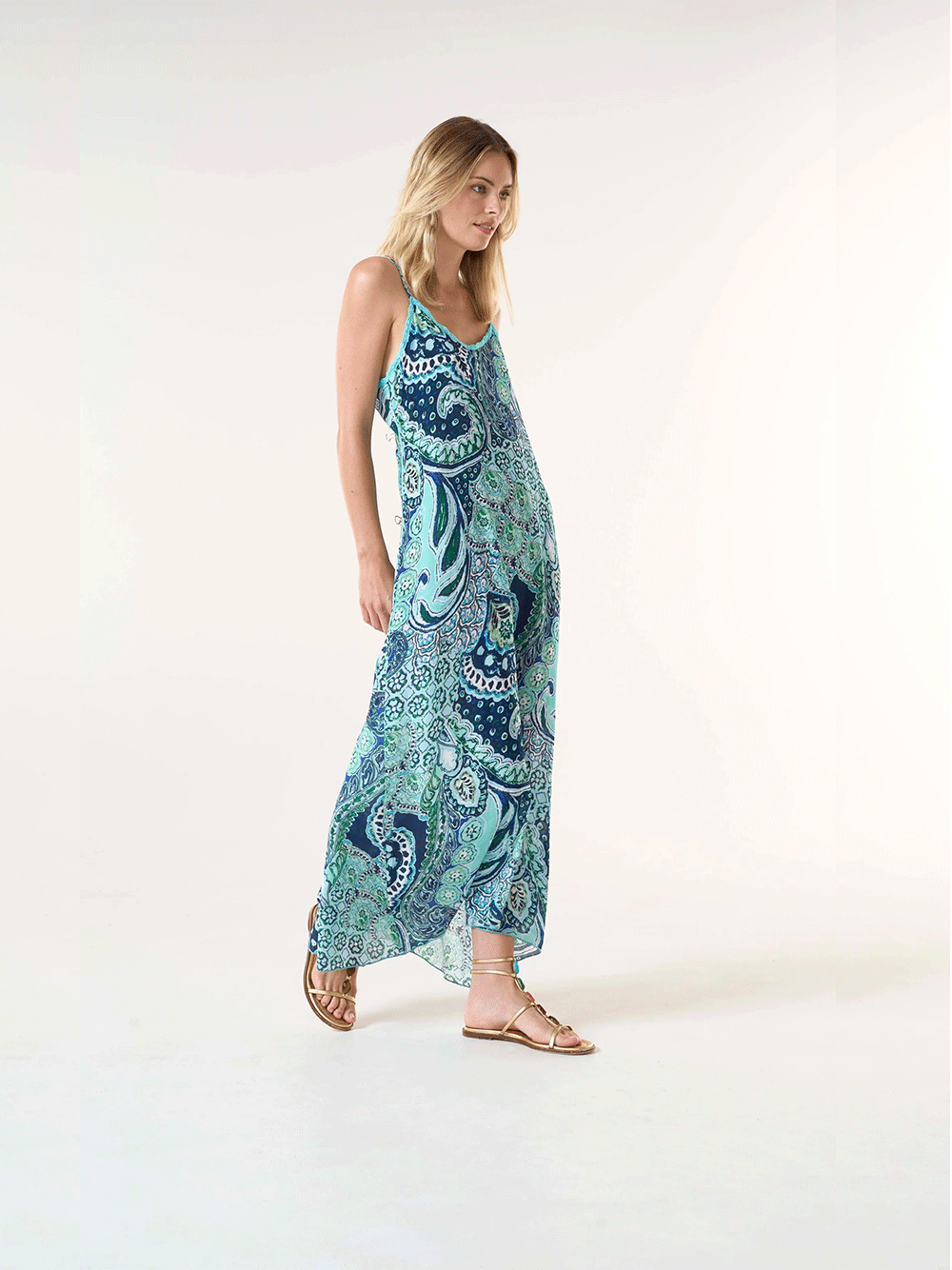 Antoinette Slip Dress - BRAZIL BLUE