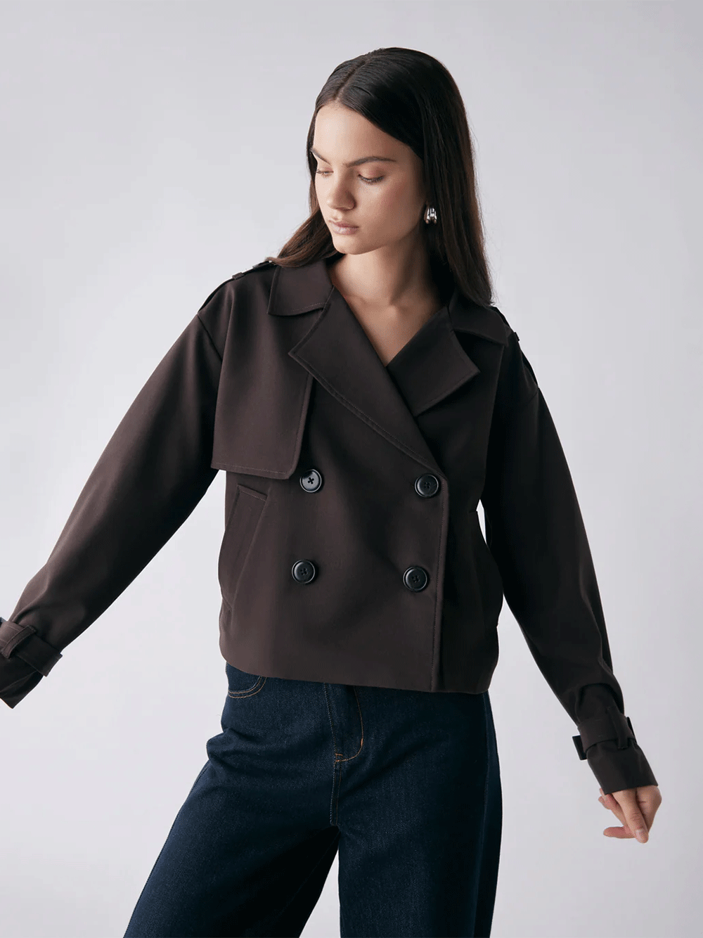 Avenue Cropped Trench - CHOCOLATE