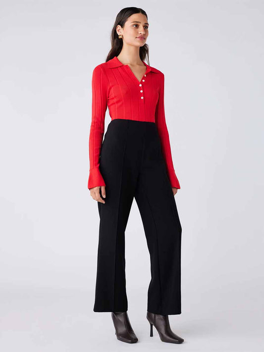 Avenue Button Sweater - FIRE