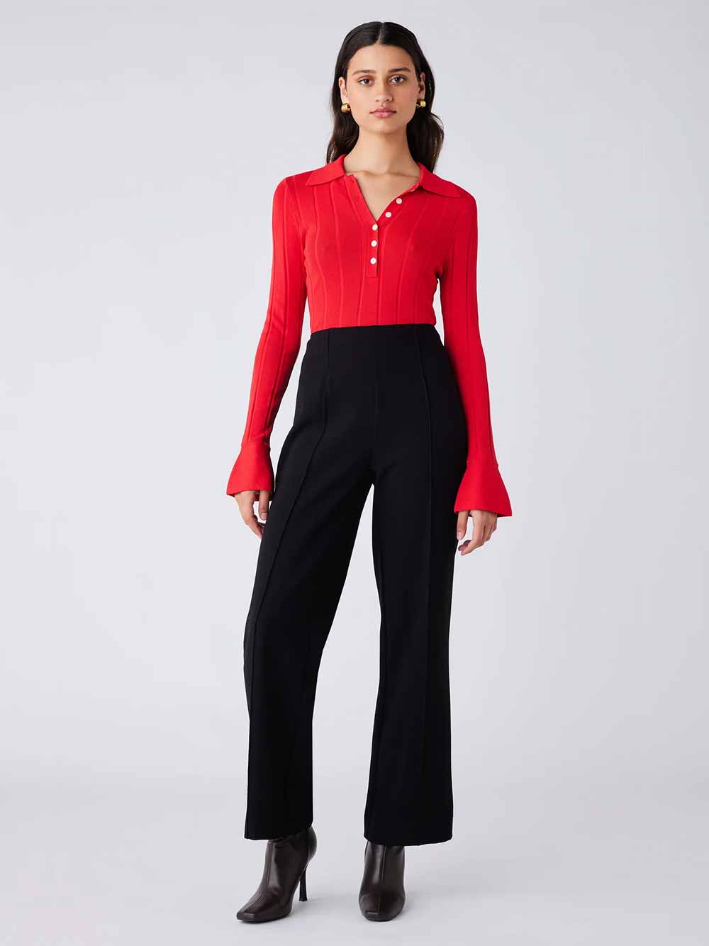 Avenue Button Sweater - FIRE