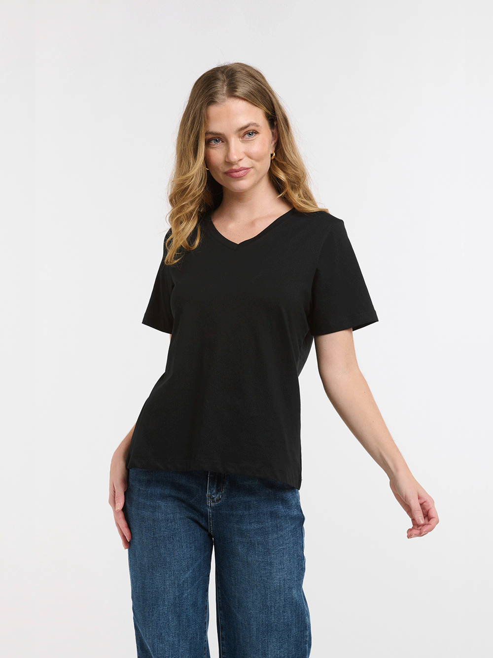 V-Neck Tee - BLACK