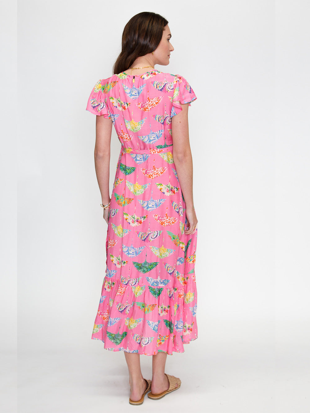 Birds of Surfers Wrap Dress - PINK