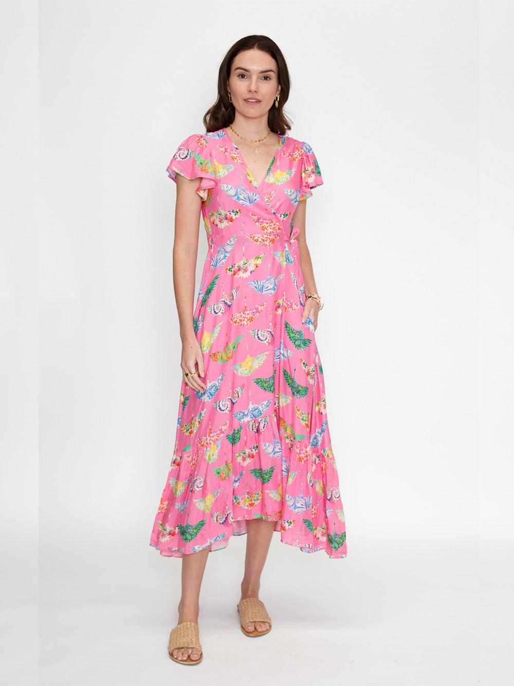 Birds of Surfers Wrap Dress - PINK