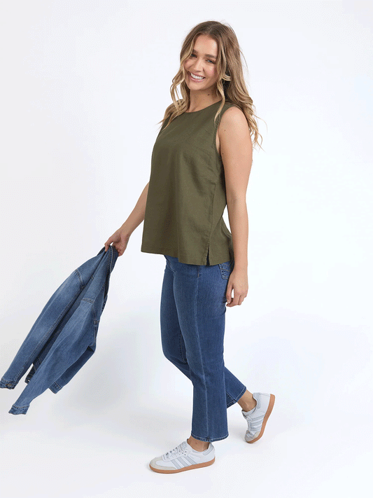 Curtis Woven Tank - KHAKI