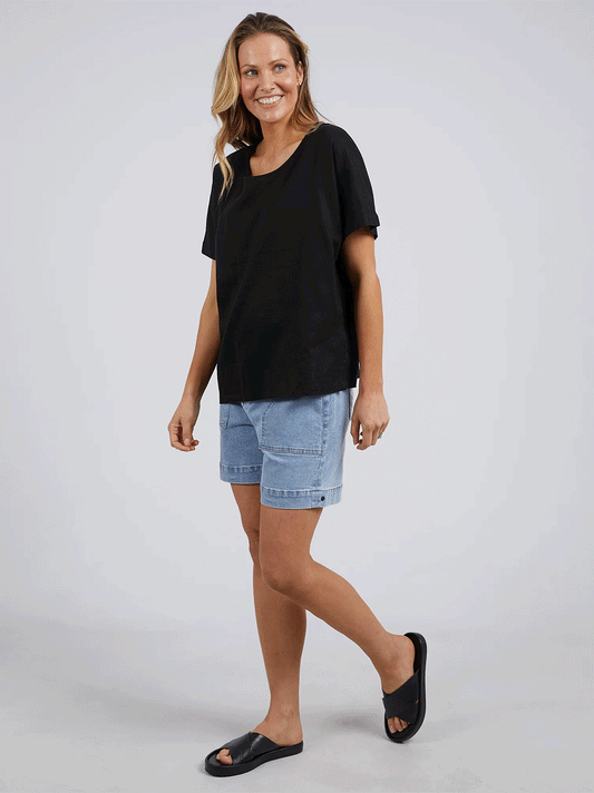 Curtis Woven Short Sleeve Tee - BLACK