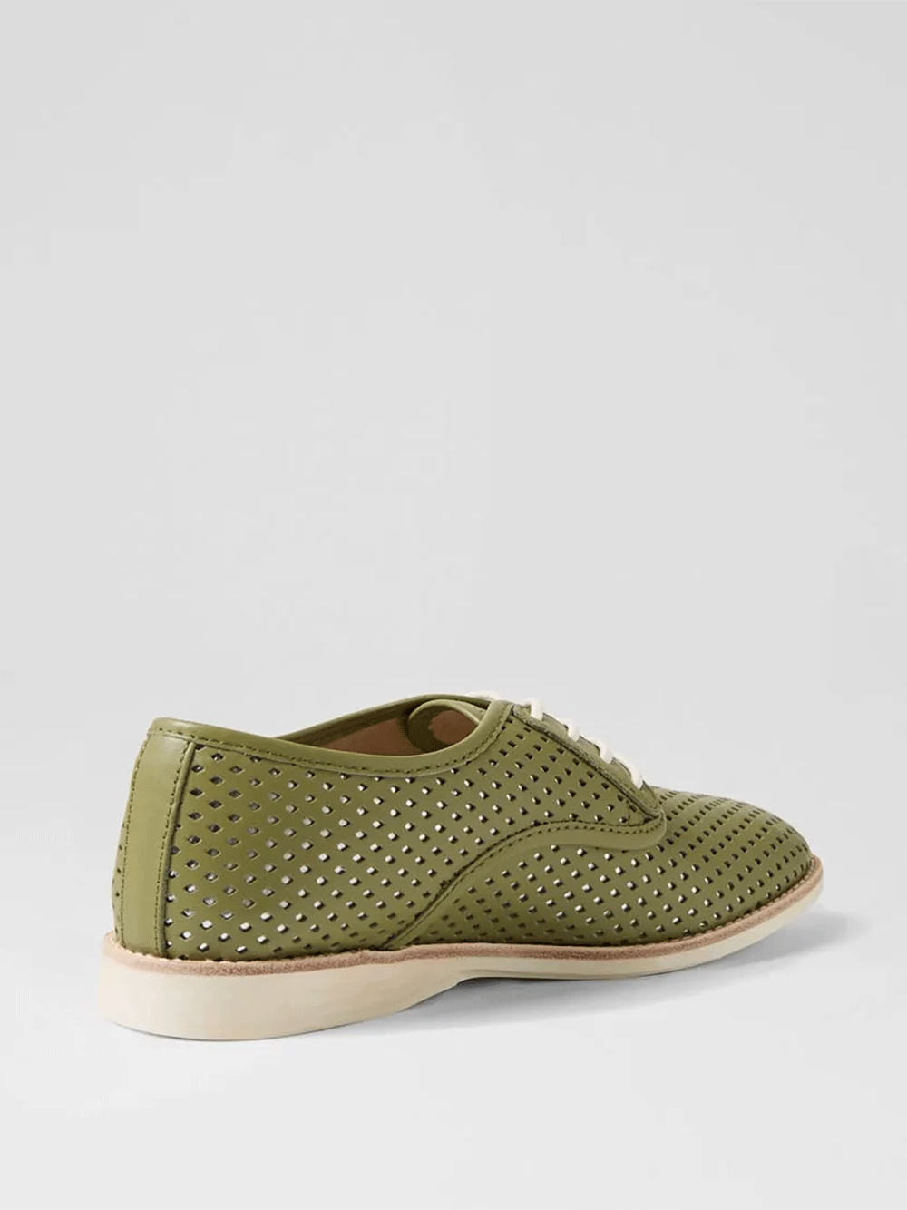 Derby Punch Overlay Shoes - OLIVE & SILVER