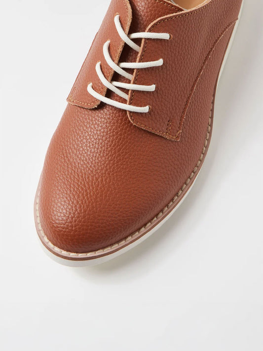 Derby Recycled Leather Shoes - COGNAC