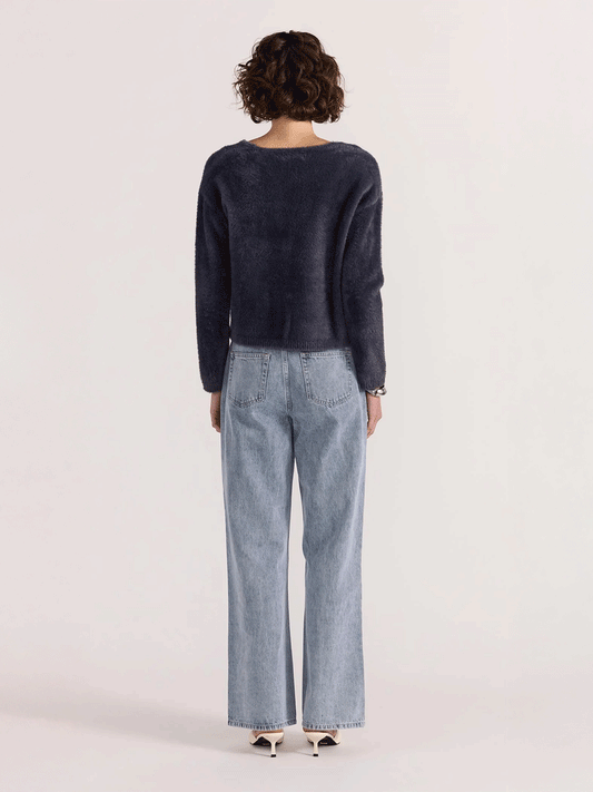 Ember Fluffy Knit Sweater - SLATE