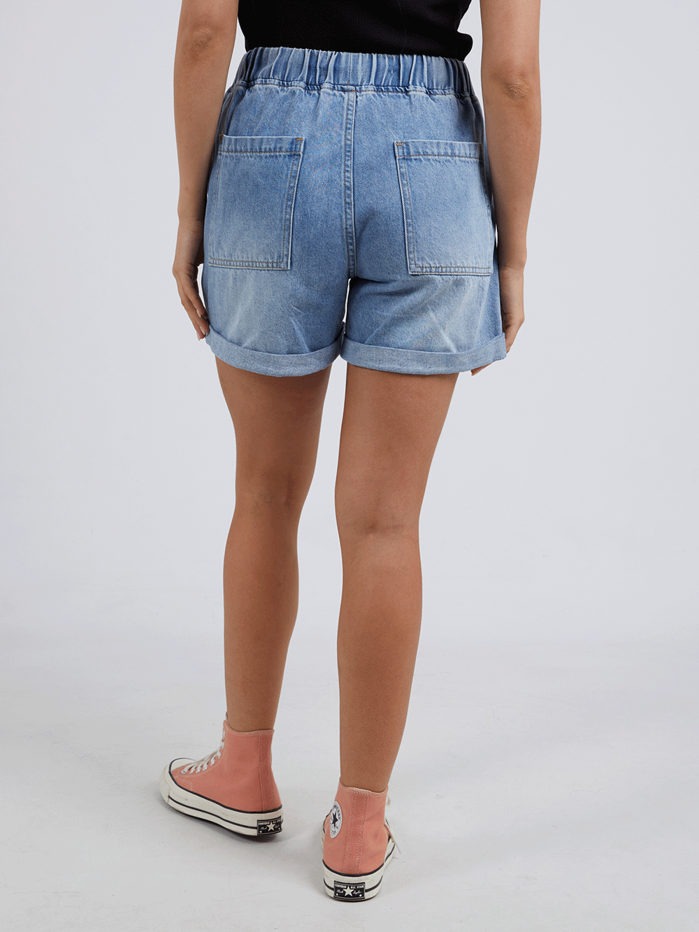 Emma Relaxed Denim Shorts - MID WASH