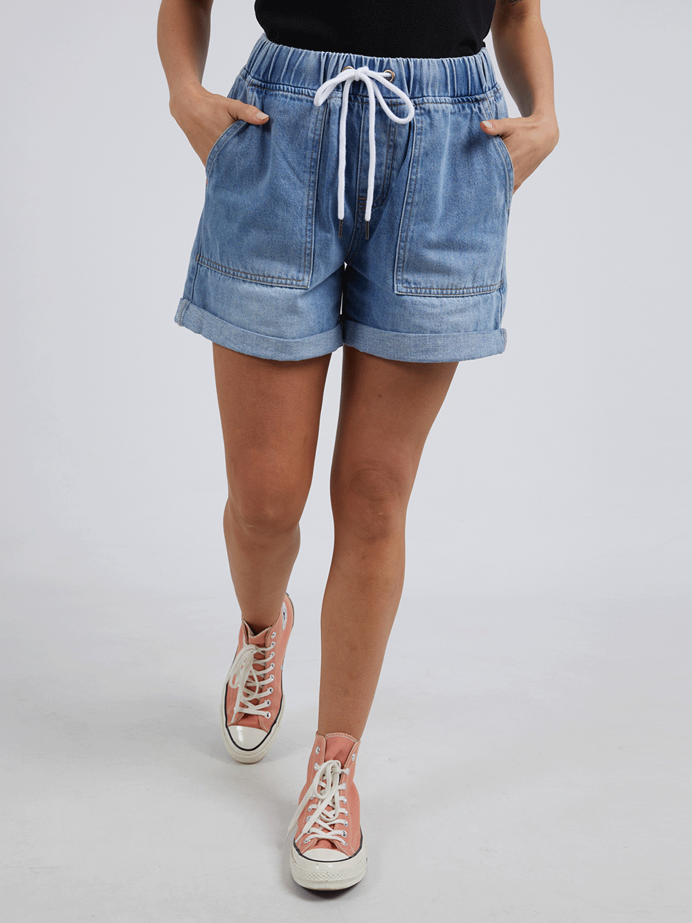 Emma Relaxed Denim Shorts - MID WASH