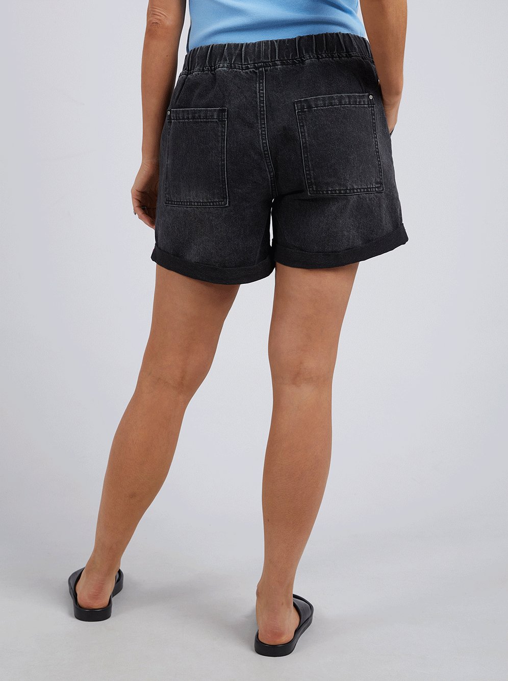 Emma Relaxed Denim Shorts - BLACK