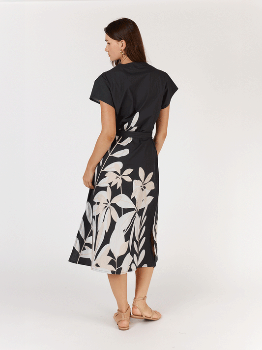 Fern Cap Sleeve Dress - BLACK