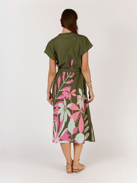 Fern Cap Sleeve Dress - KHAKI