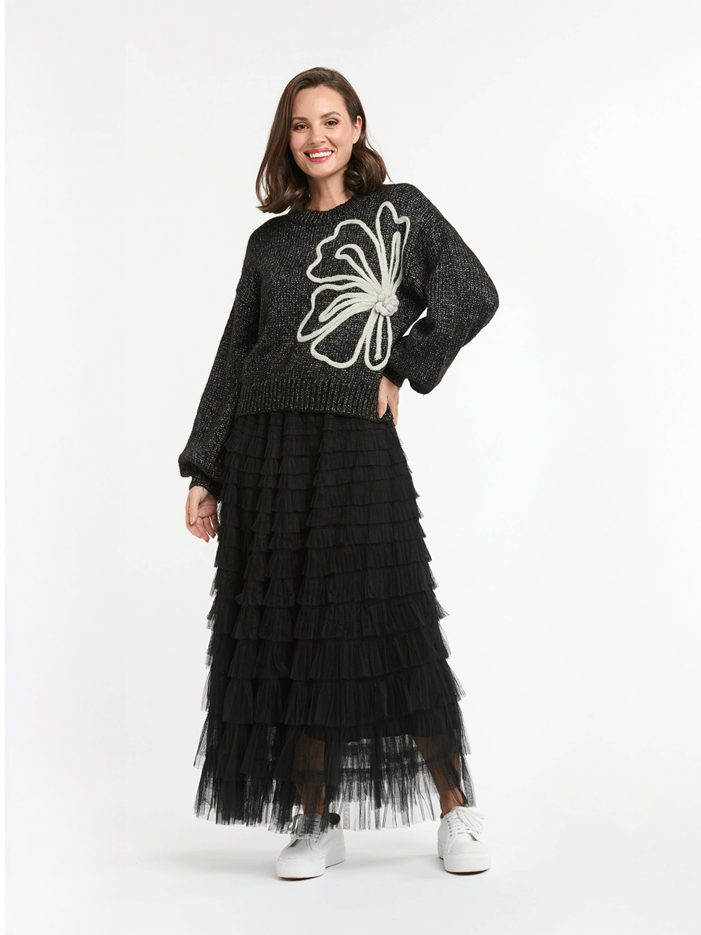 Flower Embroidered Knit Jumper
