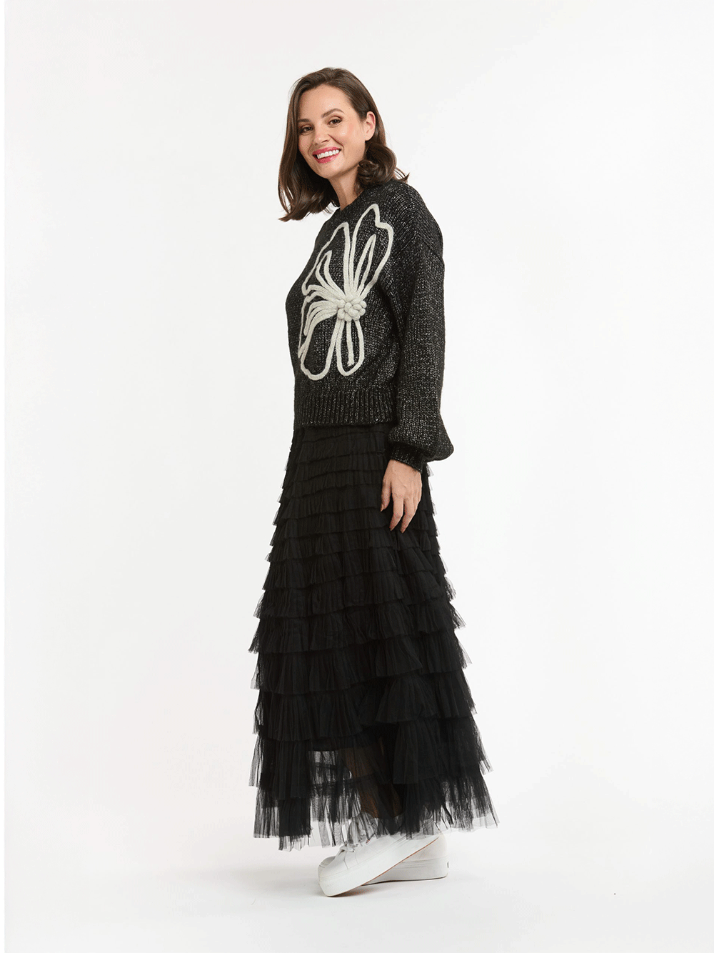 Flower Embroidered Knit Jumper