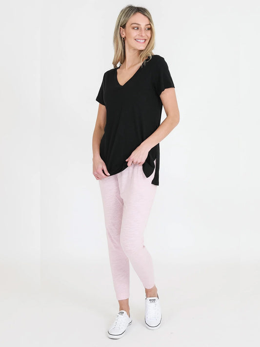 Frankie V-Neck Tee - BLACK