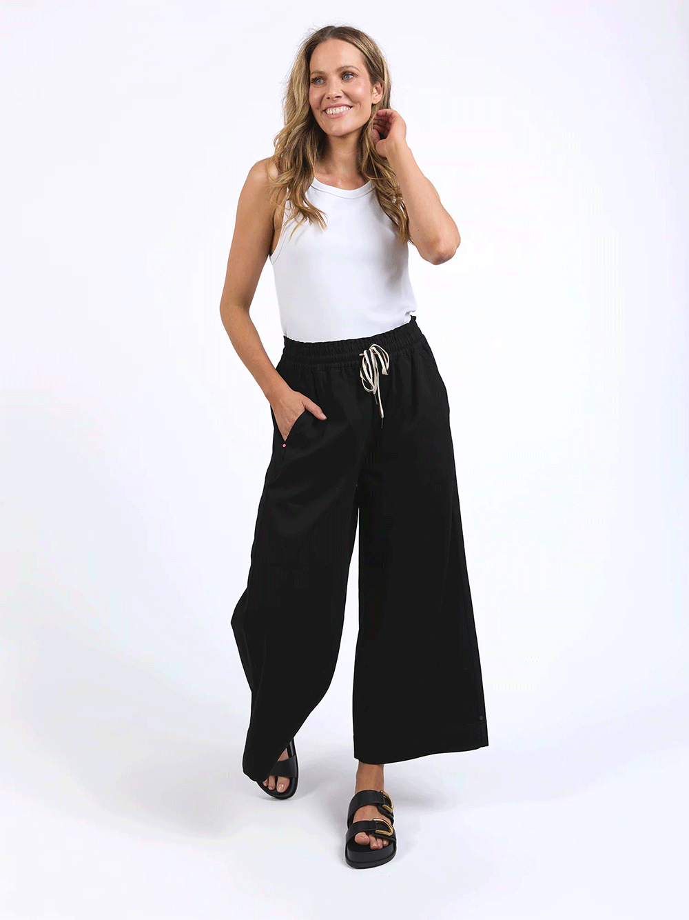 Greta Wide Leg Pant - BLACK