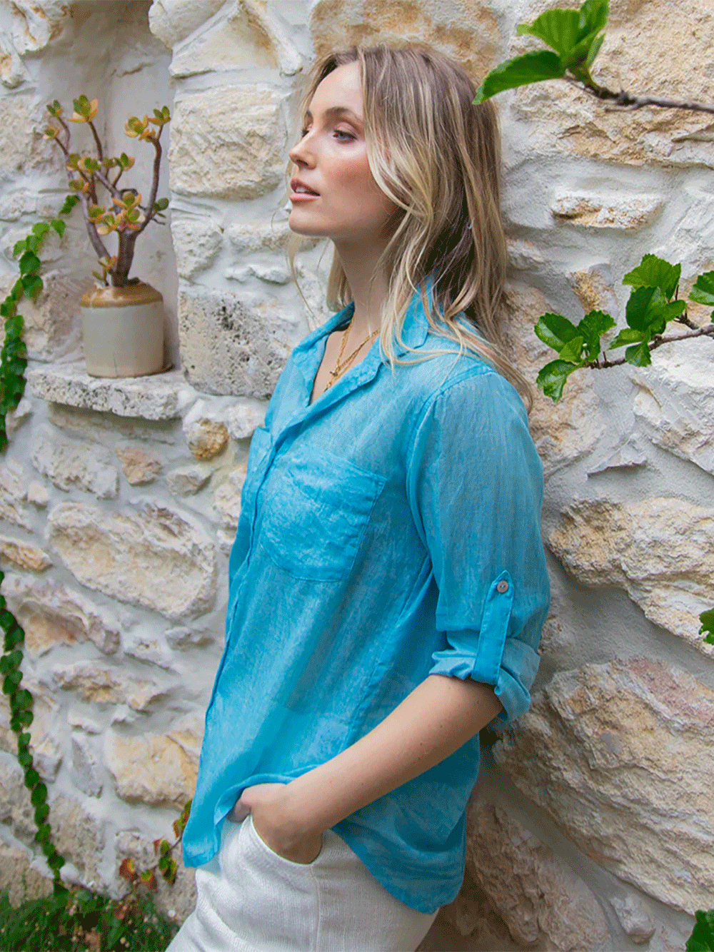 Hailey Shirt - BLUE CURACAO