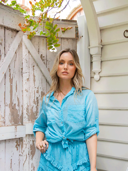Hailey Shirt - BLUE CURACAO