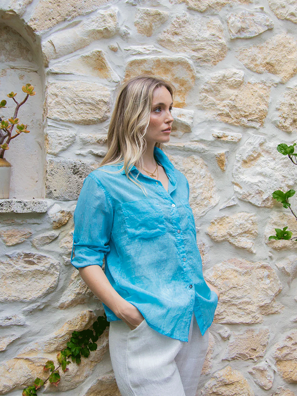 Hailey Shirt - BLUE CURACAO