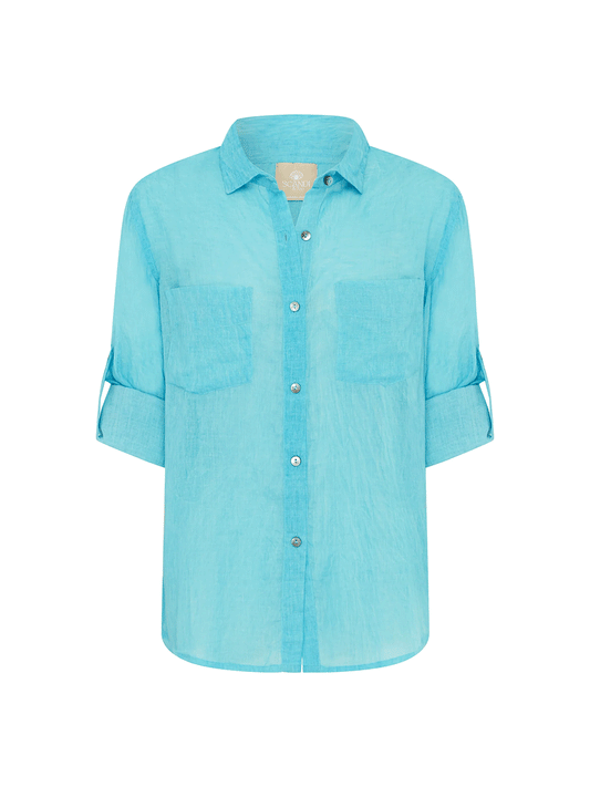 Hailey Shirt - BLUE CURACAO