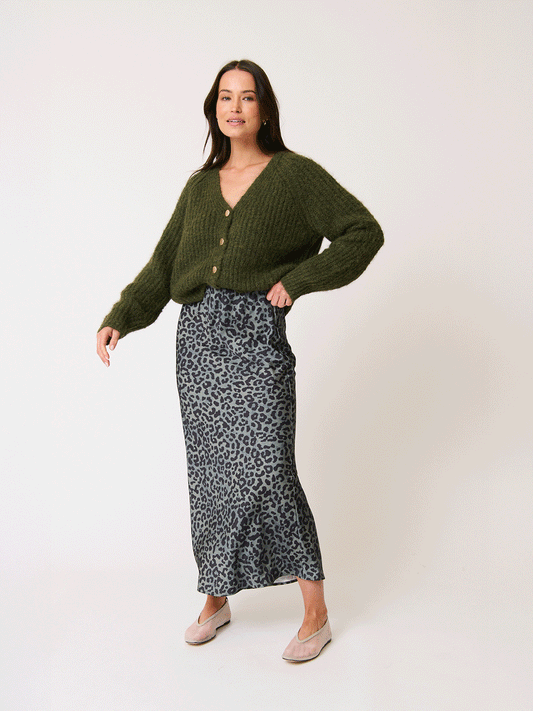 Millie Slip Skirt - KHAKI LEOPARD