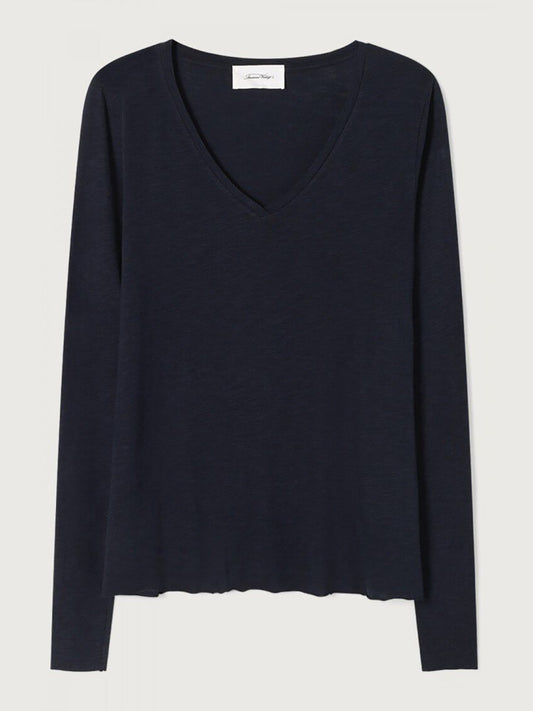 Jacksonville Long Sleeve V-neck Tee - BLACK