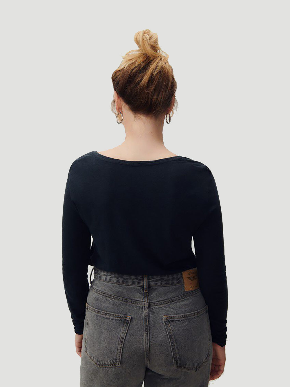 Jacksonville Long Sleeve V-neck Tee - BLACK