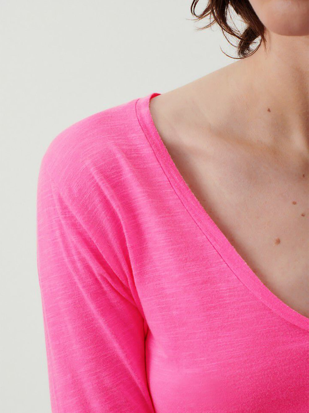 Jacksonville Long Sleeve V-neck Tee - FLURO PINK