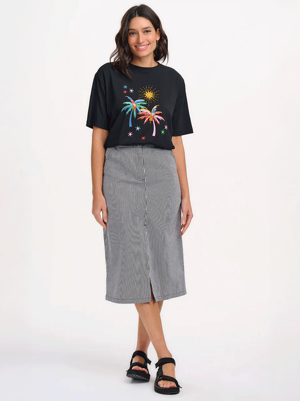 Kinsley Relaxed Tee - BLACK PALMS & SUNSHINE