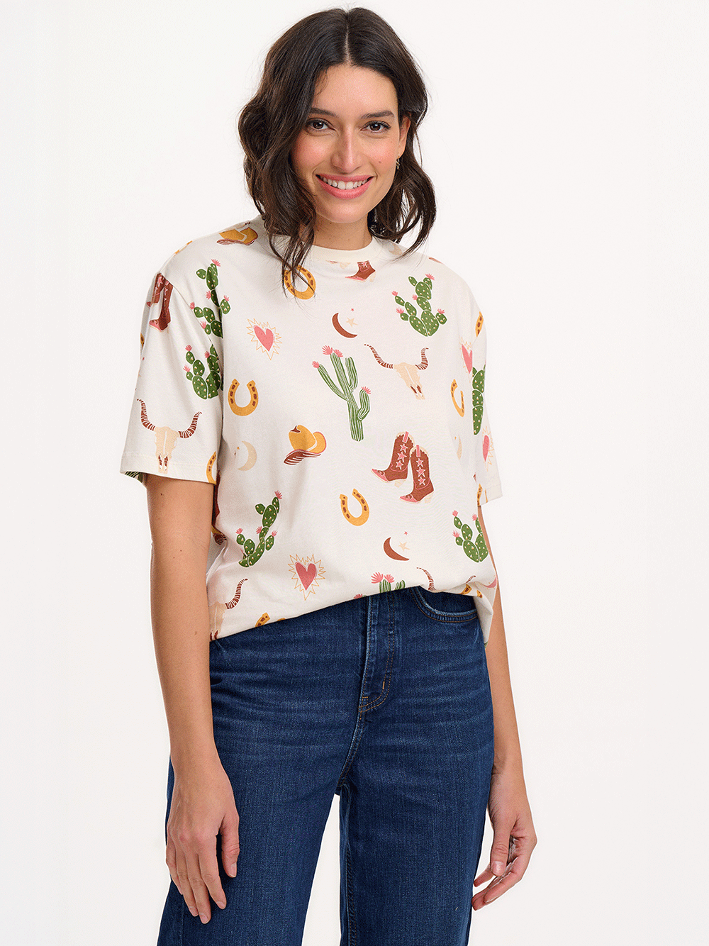 Kinsley Relaxed Tee - CREAM DESERT COWGIRL
