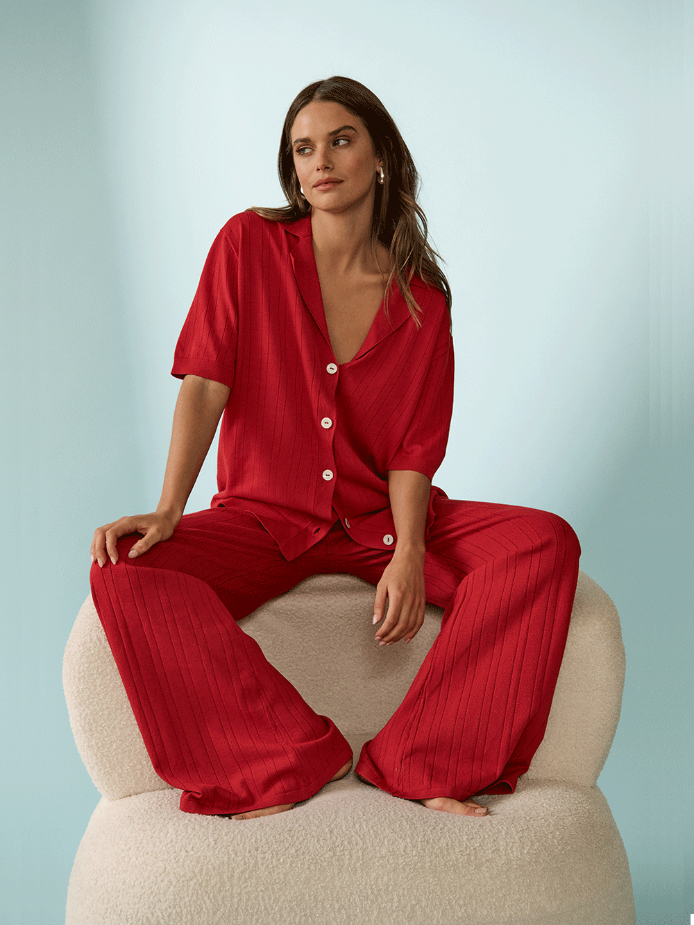 Lara Knit Top - CHERRY