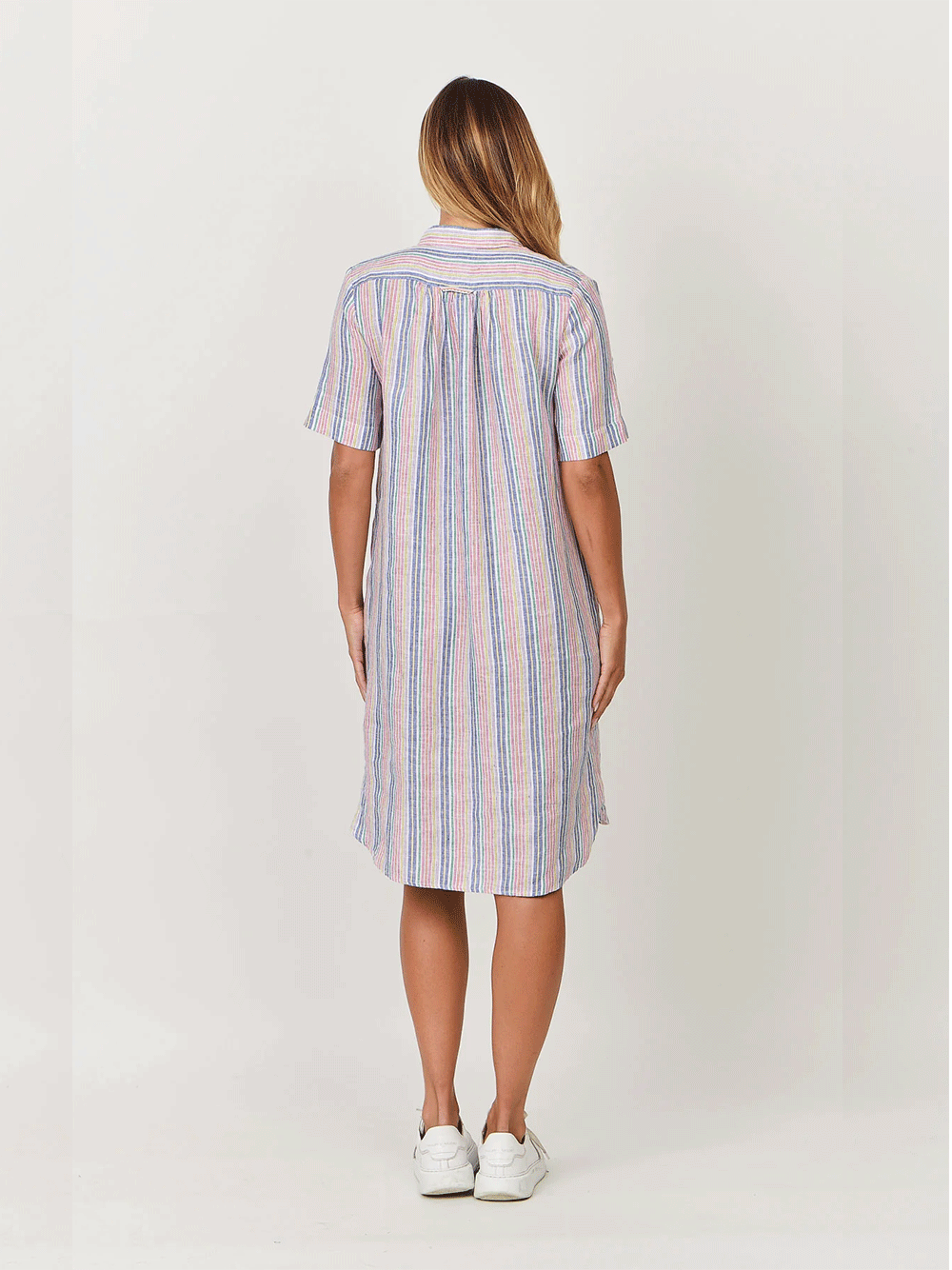 Linen Shirtdress - RAINBOW STRIPE