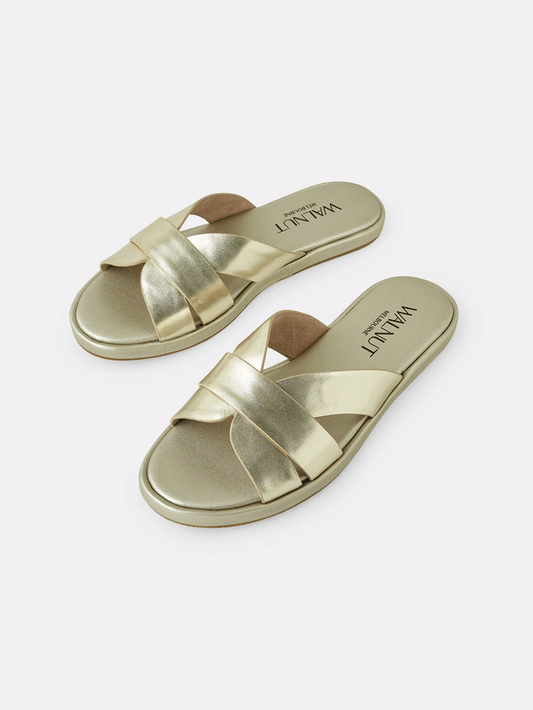 Lola Leather Slide - CHAMPAGNE