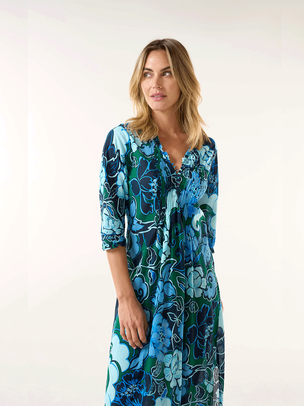 Long Poppy Cotton Dress - LEFKADA NAVY