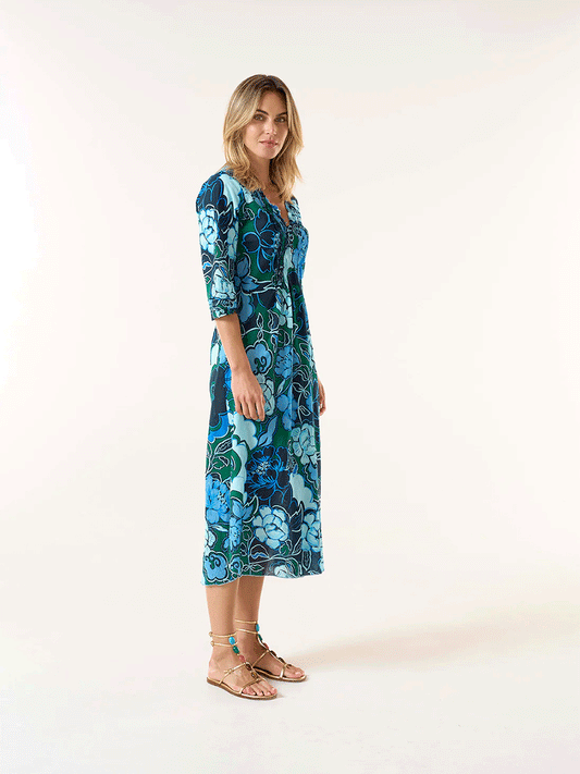Long Poppy Cotton Dress - LEFKADA NAVY