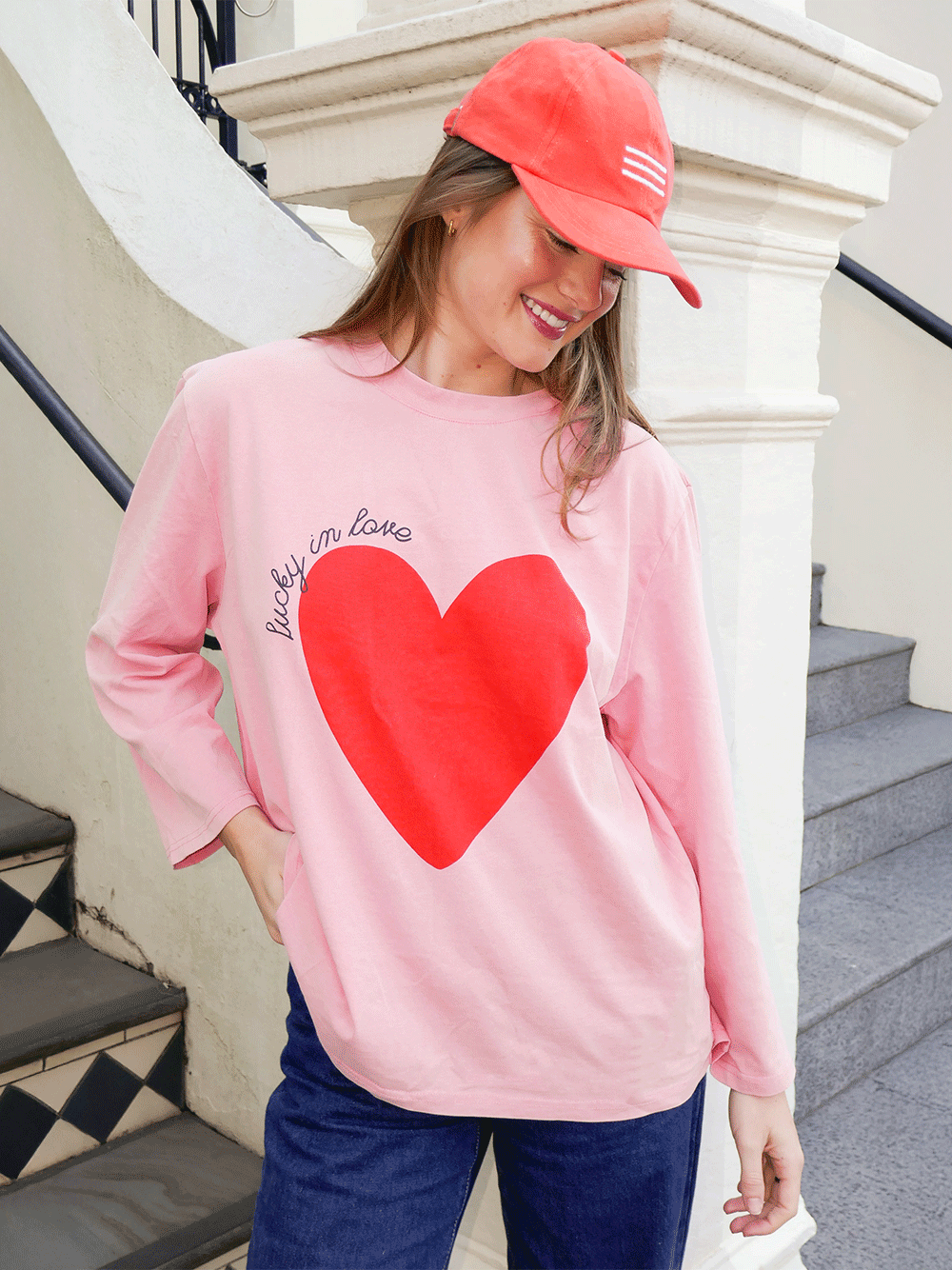 Lucky In Love Long Sleeve Tee - VINTAGE WASH PINK
