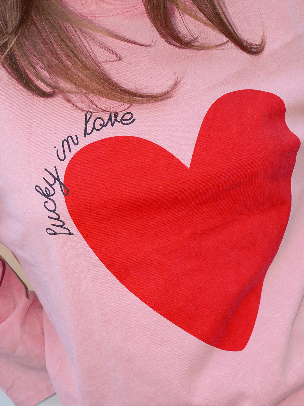 Lucky In Love Long Sleeve Tee - VINTAGE WASH PINK