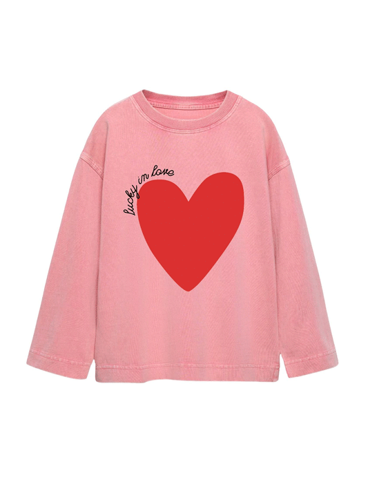 Lucky In Love Long Sleeve Tee - VINTAGE WASH PINK