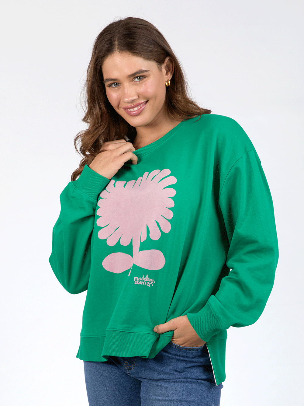 Madeleine Stamer Crew Neck Sweater - PINE GREEN