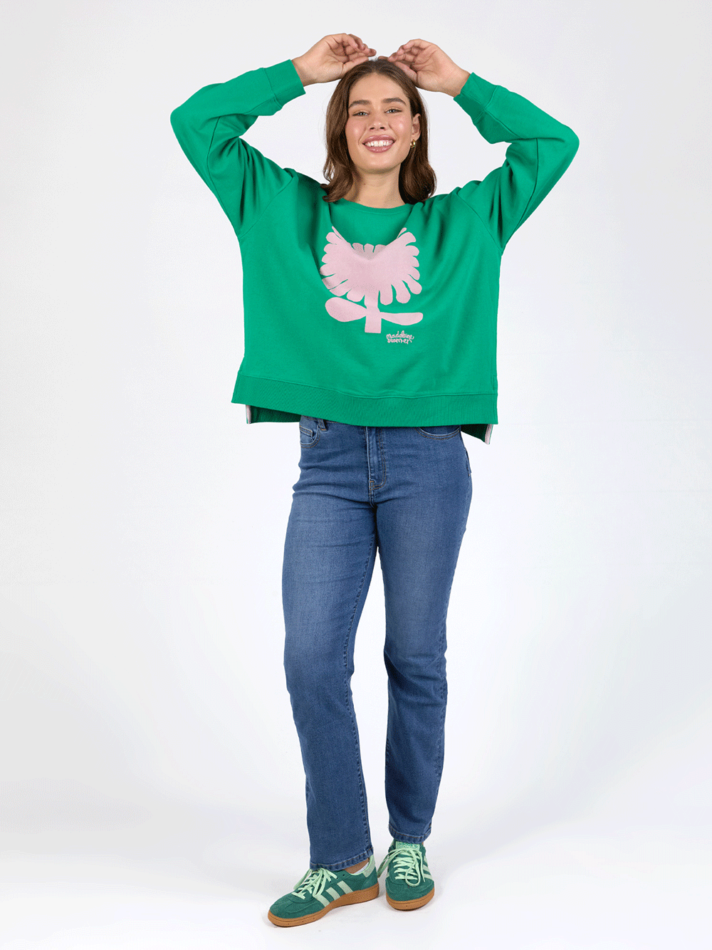 Madeleine Stamer Crew Neck Sweater - PINE GREEN