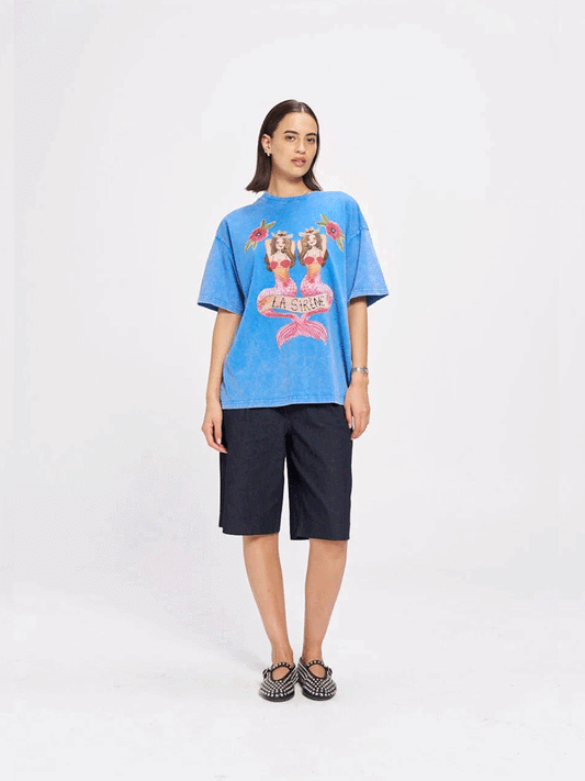Mermaid La Sirene Oversize Tee - BLUE