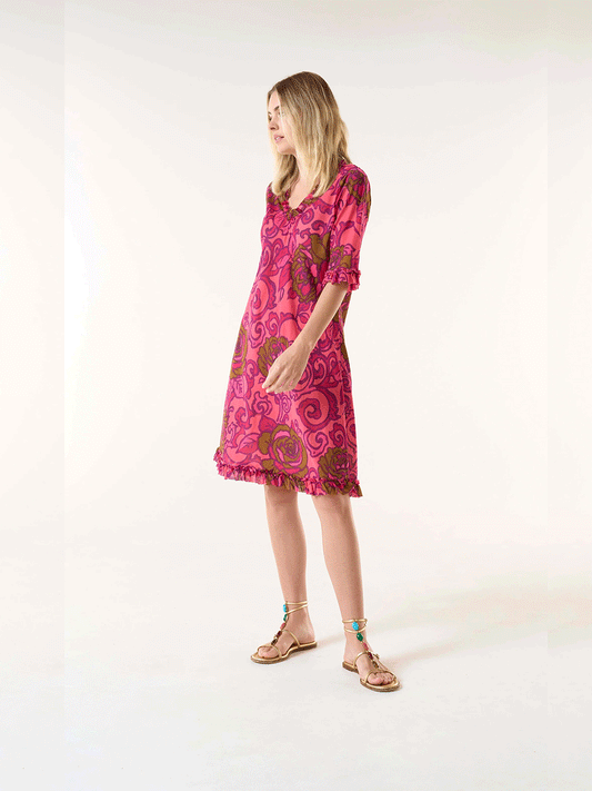 Middy Indi Cotton Dress - SAN SEBASTIAN HOT CORAL